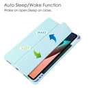 For Xiaomi Pad 5 / 5 Pro Three-fold Transparent TPU Horizontal Flip Leather Case with Pen Slot & Three-fold Holder & Sleep / Wake-up Function(Sky Cloud Blue)