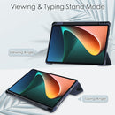 For Xiaomi Pad 5 / 5 Pro Three-fold Transparent TPU Horizontal Flip Leather Case with Pen Slot & Three-fold Holder & Sleep / Wake-up Function(Blue)