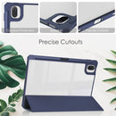 For Xiaomi Pad 5 / 5 Pro Three-fold Transparent TPU Horizontal Flip Leather Case with Pen Slot & Three-fold Holder & Sleep / Wake-up Function(Blue)