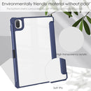 For Xiaomi Pad 5 / 5 Pro Three-fold Transparent TPU Horizontal Flip Leather Case with Pen Slot & Three-fold Holder & Sleep / Wake-up Function(Blue)