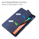 For Xiaomi Pad 5 / 5 Pro Three-fold Transparent TPU Horizontal Flip Leather Case with Pen Slot & Three-fold Holder & Sleep / Wake-up Function(Blue)