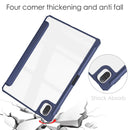 For Xiaomi Pad 5 / 5 Pro Three-fold Transparent TPU Horizontal Flip Leather Case with Pen Slot & Three-fold Holder & Sleep / Wake-up Function(Blue)