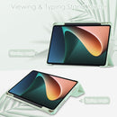 For Xiaomi Pad 5 / 5 Pro Three-fold Transparent TPU Horizontal Flip Leather Case with Pen Slot & Three-fold Holder & Sleep / Wake-up Function(Mint Green)