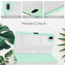 For Xiaomi Pad 5 / 5 Pro Three-fold Transparent TPU Horizontal Flip Leather Case with Pen Slot & Three-fold Holder & Sleep / Wake-up Function(Mint Green)