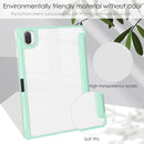For Xiaomi Pad 5 / 5 Pro Three-fold Transparent TPU Horizontal Flip Leather Case with Pen Slot & Three-fold Holder & Sleep / Wake-up Function(Mint Green)