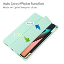 For Xiaomi Pad 5 / 5 Pro Three-fold Transparent TPU Horizontal Flip Leather Case with Pen Slot & Three-fold Holder & Sleep / Wake-up Function(Mint Green)