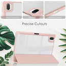 For Xiaomi Pad 5 / 5 Pro Three-fold Transparent TPU Horizontal Flip Leather Case with Pen Slot & Three-fold Holder & Sleep / Wake-up Function(Rose Gold)