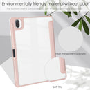 For Xiaomi Pad 5 / 5 Pro Three-fold Transparent TPU Horizontal Flip Leather Case with Pen Slot & Three-fold Holder & Sleep / Wake-up Function(Rose Gold)