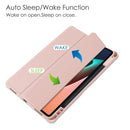 For Xiaomi Pad 5 / 5 Pro Three-fold Transparent TPU Horizontal Flip Leather Case with Pen Slot & Three-fold Holder & Sleep / Wake-up Function(Rose Gold)