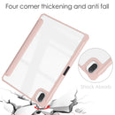For Xiaomi Pad 5 / 5 Pro Three-fold Transparent TPU Horizontal Flip Leather Case with Pen Slot & Three-fold Holder & Sleep / Wake-up Function(Rose Gold)
