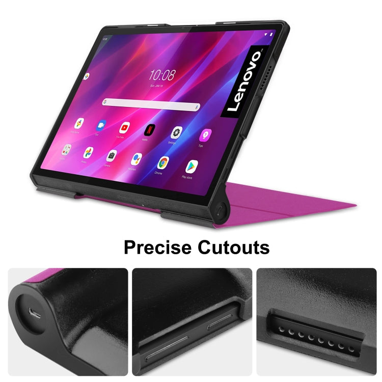 For Lenovo Yoga Tab 11 Custer Texture Horizontal Flip PU Leather Case with Holder & Sleep / Wake-up Function(Purple)