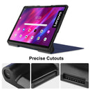 For Lenovo Yoga Tab 11 Custer Texture Horizontal Flip PU Leather Case with Holder & Sleep / Wake-up Function(Dark Blue)