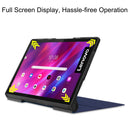For Lenovo Yoga Tab 11 Custer Texture Horizontal Flip PU Leather Case with Holder & Sleep / Wake-up Function(Dark Blue)