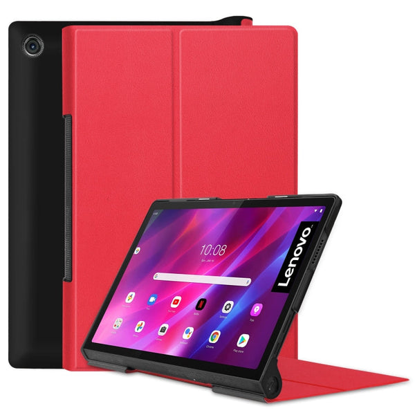 For Lenovo Yoga Tab 11 Custer Texture Horizontal Flip PU Leather Case with Holder & Sleep / Wake-up Function(Red)
