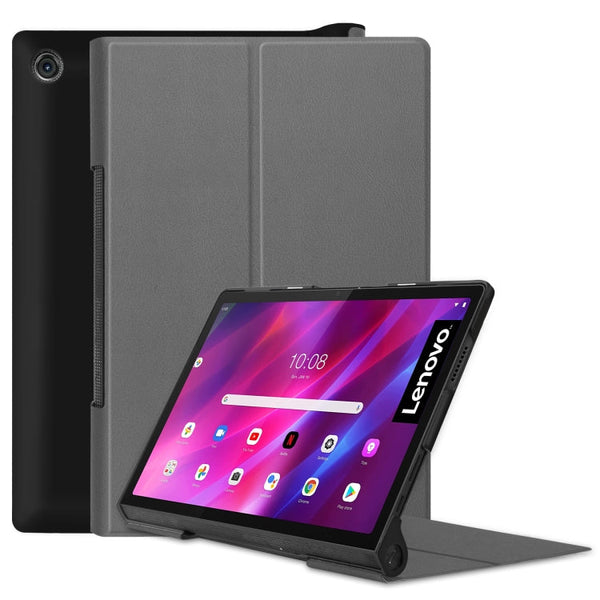 For Lenovo Yoga Tab 11 Custer Texture Horizontal Flip PU Leather Case with Holder & Sleep / Wake-up Function(Grey)