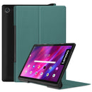 For Lenovo Yoga Tab 11 Custer Texture Horizontal Flip PU Leather Case with Holder & Sleep / Wake-up Function(Dark Green)