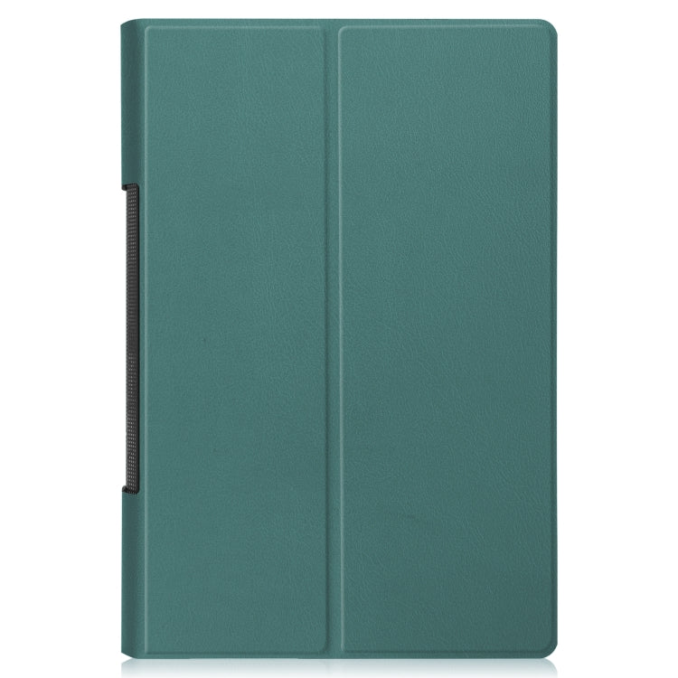 For Lenovo Yoga Tab 11 Custer Texture Horizontal Flip PU Leather Case with Holder & Sleep / Wake-up Function(Dark Green)