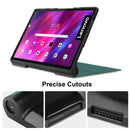 For Lenovo Yoga Tab 11 Custer Texture Horizontal Flip PU Leather Case with Holder & Sleep / Wake-up Function(Dark Green)