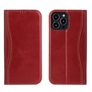 Genuine Leather Horizontal Flip Leather Case with Holder & Card Slots & Wallet For iPhone 13 Pro Max(Wine Red)
