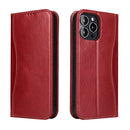 Genuine Leather Horizontal Flip Leather Case with Holder & Card Slots & Wallet For iPhone 13 Pro Max(Wine Red)