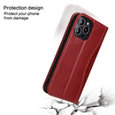 Genuine Leather Horizontal Flip Leather Case with Holder & Card Slots & Wallet For iPhone 13 Pro Max(Wine Red)