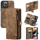 CaseMe-008 Detachable Multifunctional Horizontal Flip Leather Case with Card Slot & Holder & Zipper Wallet & Photo Frame For iPhone 13 Pro Max(Brown)