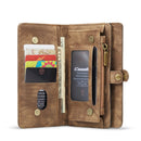 CaseMe-008 Detachable Multifunctional Horizontal Flip Leather Case with Card Slot & Holder & Zipper Wallet & Photo Frame For iPhone 13(Brown)