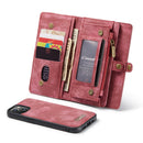 CaseMe-008 Detachable Multifunctional Horizontal Flip Leather Case with Card Slot & Holder & Zipper Wallet & Photo Frame For iPhone 13(Red)