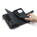 CaseMe-C30 PU + TPU Multifunctional Horizontal Flip Leather Case with Holder & Card Slot & Wallet & Zipper Pocket For iPhone 13 Pro Max(Black)