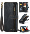 CaseMe-C30 PU + TPU Multifunctional Horizontal Flip Leather Case with Holder & Card Slot & Wallet & Zipper Pocket For iPhone 13 Pro Max(Black)
