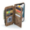 CaseMe-C30 PU + TPU Multifunctional Horizontal Flip Leather Case with Holder & Card Slot & Wallet & Zipper Pocket For iPhone 13 Pro Max(Brown)