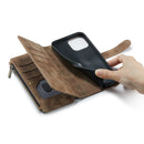 CaseMe-C30 PU + TPU Multifunctional Horizontal Flip Leather Case with Holder & Card Slot & Wallet & Zipper Pocket For iPhone 13 Pro Max(Brown)