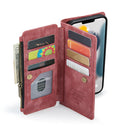 CaseMe-C30 PU + TPU Multifunctional Horizontal Flip Leather Case with Holder & Card Slot & Wallet & Zipper Pocket For iPhone 13 Pro Max(Red)