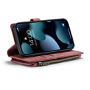 CaseMe-C30 PU + TPU Multifunctional Horizontal Flip Leather Case with Holder & Card Slot & Wallet & Zipper Pocket For iPhone 13(Red)