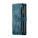 CaseMe-C30 PU + TPU Multifunctional Horizontal Flip Leather Case with Holder & Card Slot & Wallet & Zipper Pocket For iPhone 13(Blue)