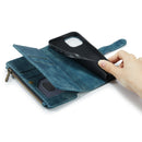 CaseMe-C30 PU + TPU Multifunctional Horizontal Flip Leather Case with Holder & Card Slot & Wallet & Zipper Pocket For iPhone 13(Blue)