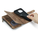 CaseMe-C30 PU + TPU Multifunctional Horizontal Flip Leather Case with Holder & Card Slot & Wallet & Zipper Pocket For iPhone 13 mini(Brown)