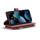 CaseMe-C30 PU + TPU Multifunctional Horizontal Flip Leather Case with Holder & Card Slot & Wallet & Zipper Pocket For iPhone 13 mini(Red)