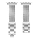 Six-chains Three-beads Steel Watch Band For Apple Watch Series 7 45mm / 6 & SE & 5 & 4 44mm / 3 & 2 & 1 42mm(Silver)