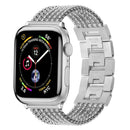 Six-chains Three-beads Steel Watch Band For Apple Watch Series 7 45mm / 6 & SE & 5 & 4 44mm / 3 & 2 & 1 42mm(Silver)