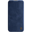 NILLKIN QIN Series Pro Sliding Camera Cover Design Crazy Horse Texture Horizontal Flip Leather Case with Card Slot For iPhone 13(Blue)