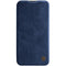 NILLKIN QIN Series Pro Sliding Camera Cover Design Crazy Horse Texture Horizontal Flip Leather Case with Card Slot For iPhone 13(Blue)