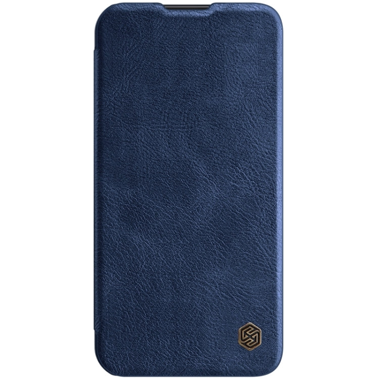 NILLKIN QIN Series Pro Sliding Camera Cover Design Crazy Horse Texture Horizontal Flip Leather Case with Card Slot For iPhone 13(Blue)