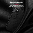 NILLKIN QIN Series Pro Sliding Camera Cover Design Crazy Horse Texture Horizontal Flip Leather Case with Card Slot For iPhone 13(Blue)
