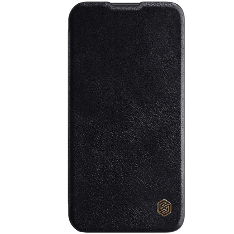 NILLKIN QIN Series Pro Sliding Camera Cover Design Crazy Horse Texture Horizontal Flip Leather Case with Card Slot For iPhone 13 Pro Max(Black)