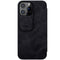 NILLKIN QIN Series Pro Sliding Camera Cover Design Crazy Horse Texture Horizontal Flip Leather Case with Card Slot For iPhone 13 Pro Max(Black)