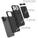 Kickstand Armor Card Wallet Phone Case For iPhone 13 Pro(Black)