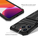 Kickstand Armor Card Wallet Phone Case For iPhone 13 Pro(Black)