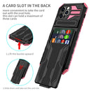 Kickstand Armor Card Wallet Phone Case For iPhone 12 Pro Max(Pink)