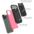 Kickstand Armor Card Wallet Phone Case For iPhone 12 Pro Max(Pink)